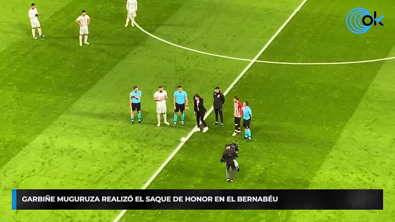 Garbiñe Muguruza realizó el saque de honor en el Bernabéu