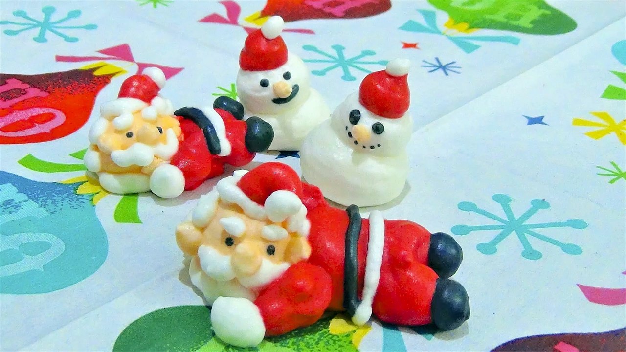 【かわいいメレンゲクッキー】サンタクロース3／クリスマス【Meringue Cookies】Santa Clauses 3/머랭쿠키・馬林糖