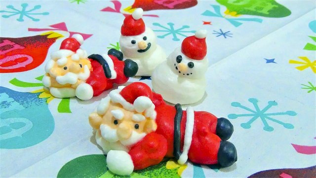 【かわいいメレンゲクッキー】サンタクロース3／クリスマス【Meringue Cookies】Santa Clauses 3/머랭쿠키・馬林糖