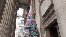 Christmas tree made of garbage unveiled in London