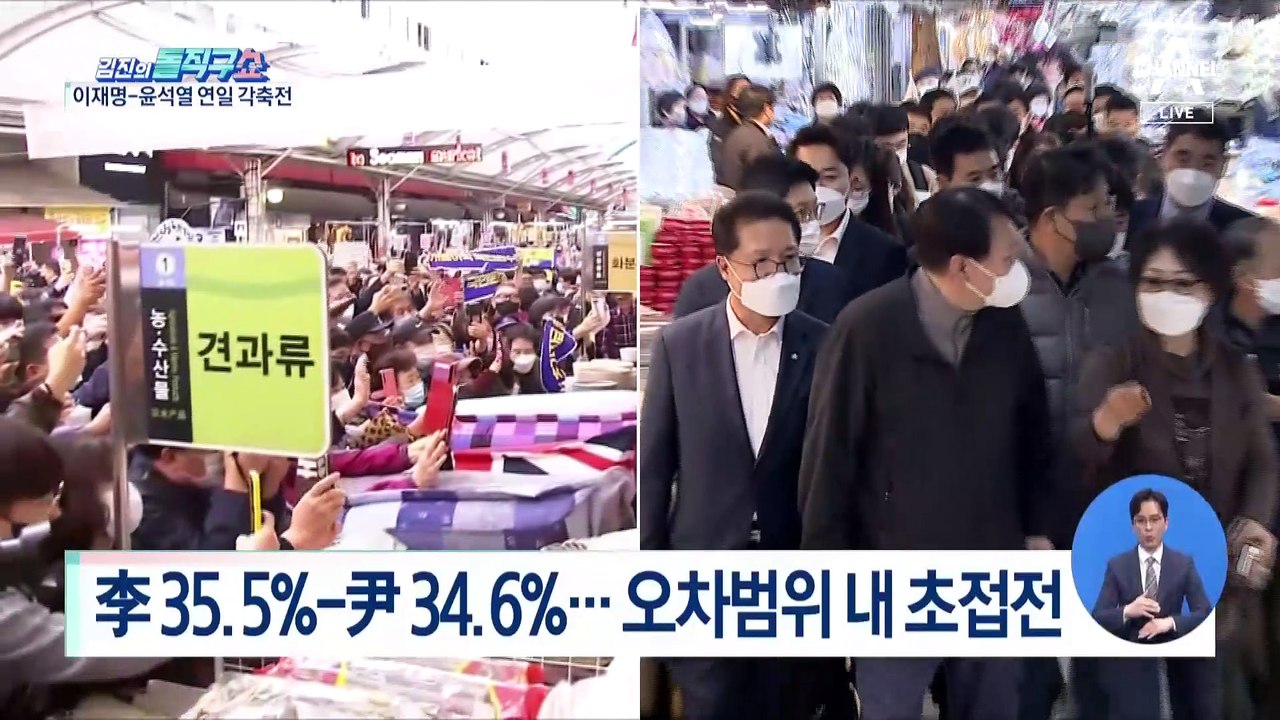李 35.5%-尹 34.6%…오차범위 내 초접전