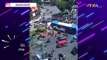Bus TransJakarta Kecelakaan Tabrak Pos Polisi Sampai Hancur