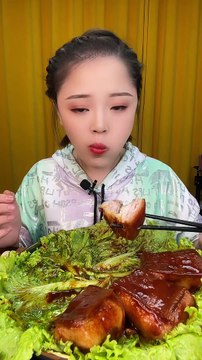 Yummy ASMR Chinese Mukbang Eating Spicy Braised Pork Belly, Pork Leg , Pork Ribs #8