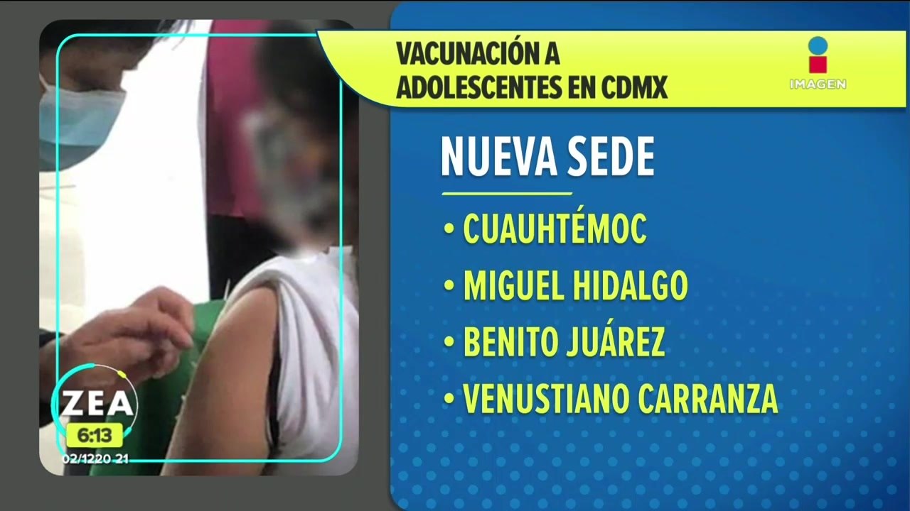 CDMX anuncia nueva sede de vacunación para adolescentes de cuatro alcaldías