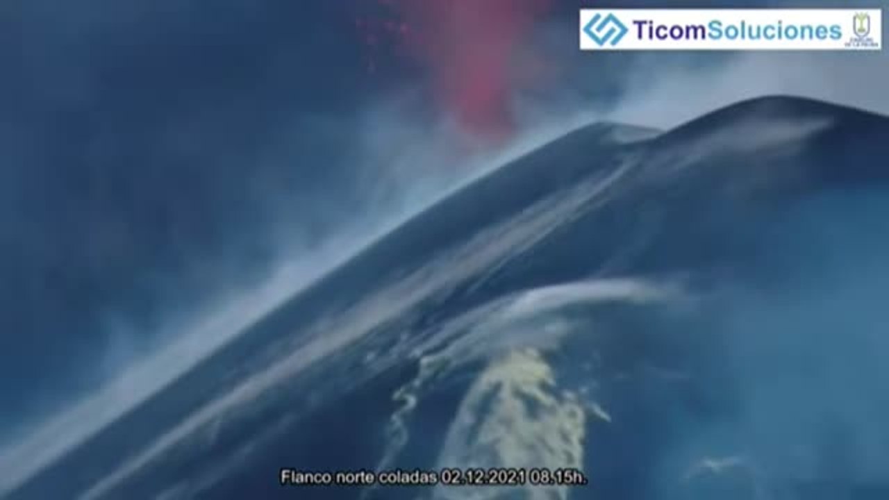 La erupción mantiene su fuerza efusiva desde la zona norte del volcán