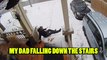 ''Man Down!' Dad takes a spill down the stairs after slipping on icy deck'