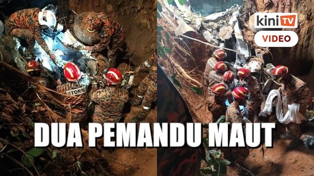 Tanah runtuh: Lori dan MPV tertimbus, dua pemandu meninggal dunia