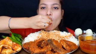 Asmr Eating Spicy Rohu Fish Curry, Rice, Omelette, Rasgulla, Gulab jamun   Fish Curry With Rice Mukbang Foodie JD