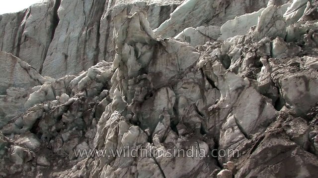 High mountains and gushing glacier_ Gangotri glacier at Gaumukh