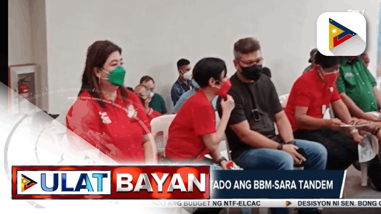 Rep. Paolo Duterte, suportado ang BBM-Sara Uniteam  VP Robredo, bumisita sa Iloilo  Lacson-Sotto tandem, nagpunta sa Cavite  Isko-Ong tandem, bumisita sa public market sa Bulacan  Sen. Pacquiao, nagsagawa ng caravan sa GenSan  'Labor first' policy, isinus