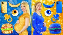 RICH PREGNANT VS BROKE PREGNANT Eating a $50,000 Golden Banana!Expensive Challenge by 123GO! FOOD