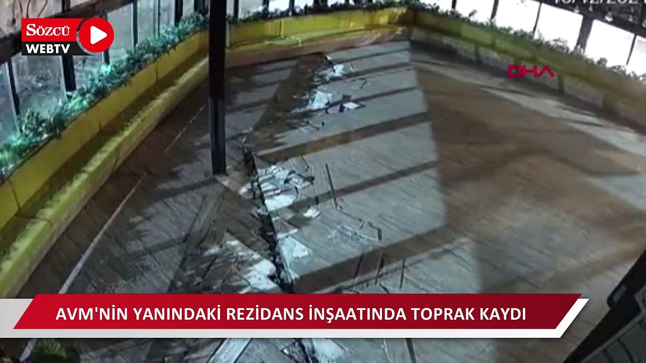 AVM'nin yanındaki rezidans inşaatında toprak kaydı; kafedeki çökme korkuttu