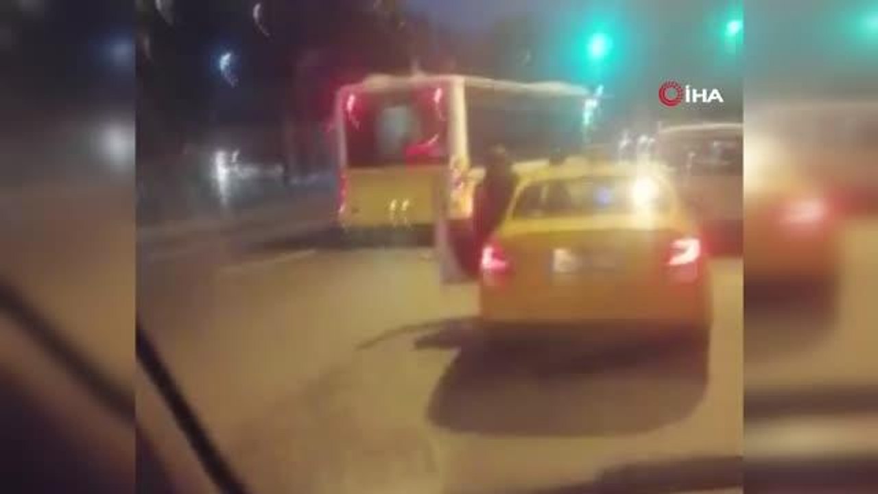 Bir taksici skandalı daha: Taksicinin ittiği kadın otobüsün altında kalıyordu