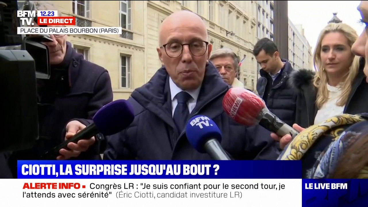 Congrès LR: à deux heures des résultats, Éric Ciotti affirme "avoir confiance"