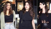 Khushi Kapoor, Janhvi Kapoor And Saiee Manjrekar Spotted At Bandra In Mizu Restaurant