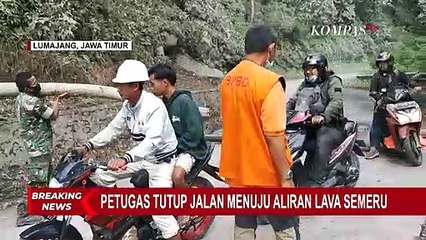 Akses Jalur Menuju Aliran Lahar Gunung Semeru Ditutup Petugas