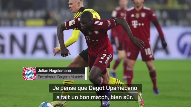 14e j. - Nagelsmann : Upamecano a fait un bon match, pas d'erreur claire à mes yeux