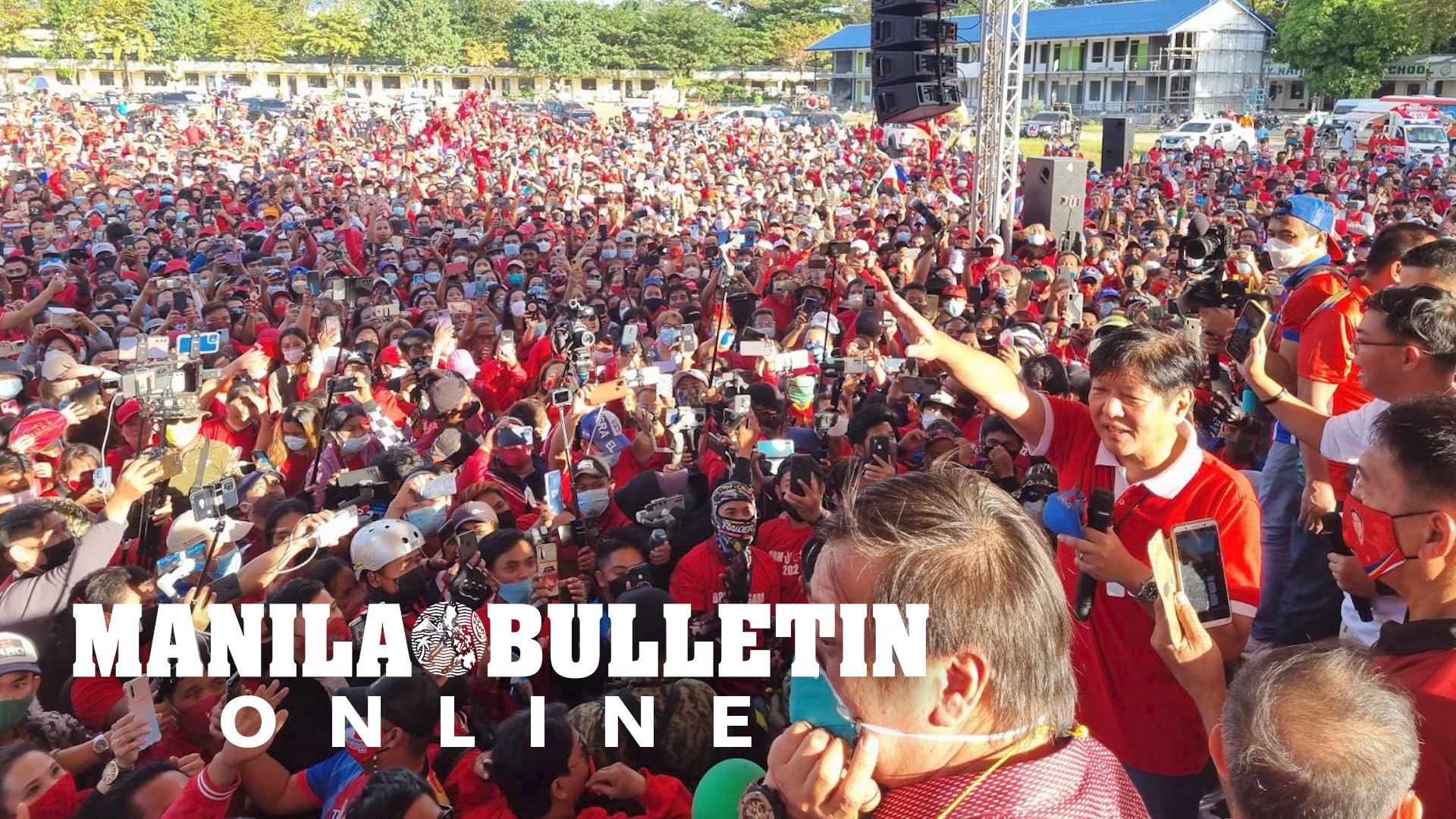 Presidential aspirant Bongbong Marcos joins supporters in a rally in San Jose City, Nueva Ecija