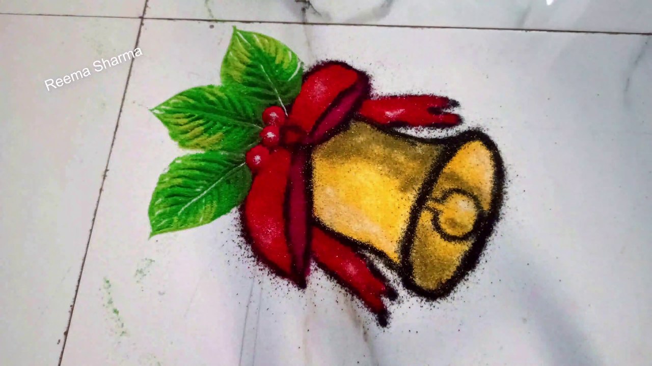 क्रिसमस डे के लिए आसान और आकर्षक रंगोली।Merry Christmas special rangoli design. Santa Claus rangoli.