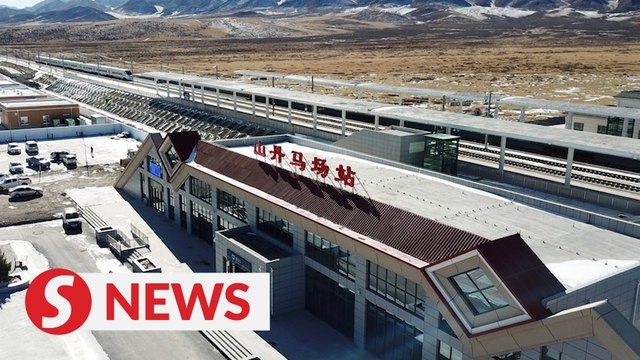 High-speed railway whistles in old horse ranch in NW China