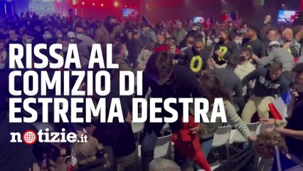 Descargar video: Parigi, violenta rissa tra antifa ed estrema destra al comizio di Zemmour: il candidato anti-Macron