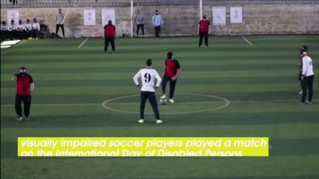 Visually Impaired Soccer Players Play a Match in Front of a Cheering Audience