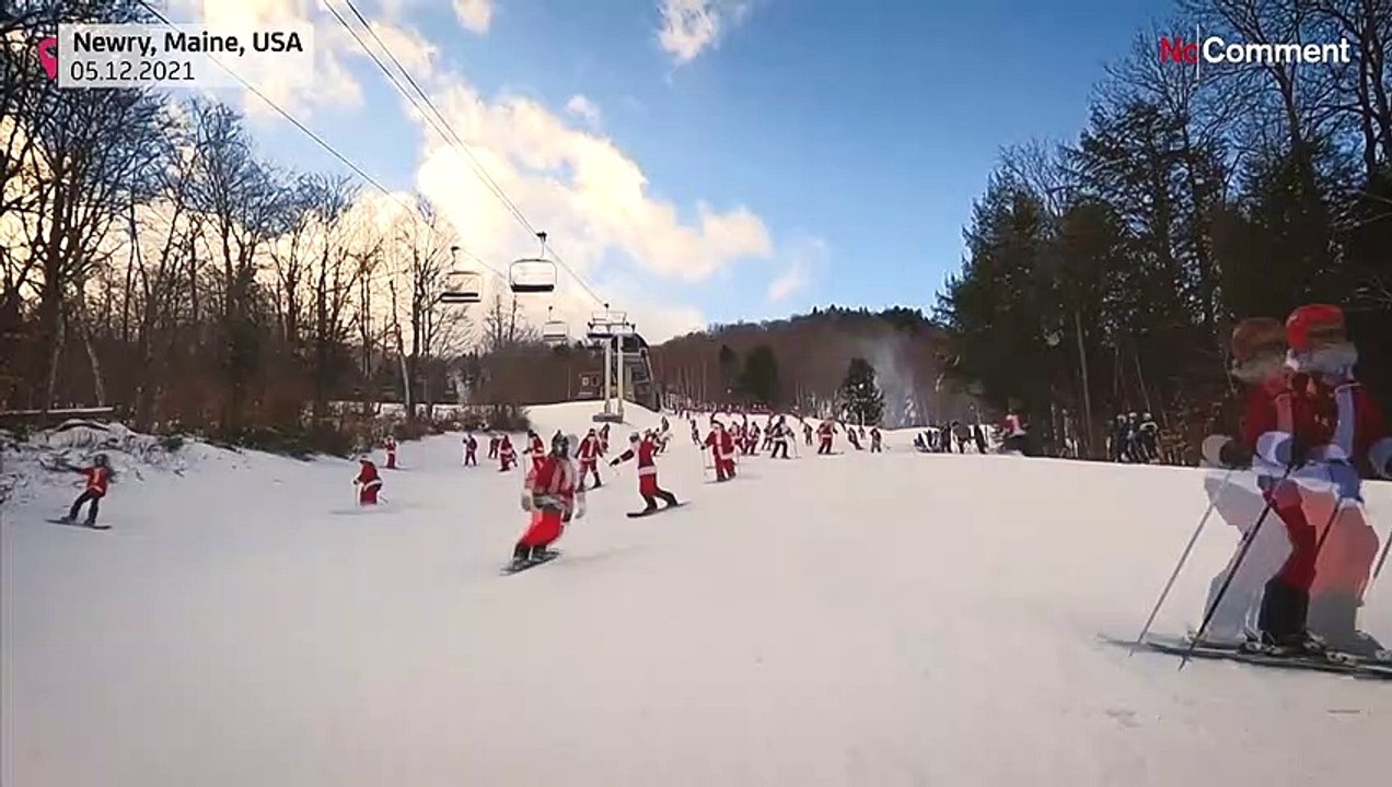 Skiing Santas hit the slopes in Maine