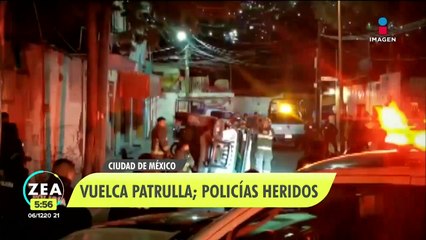 Patrulla vuelca y deja dos policías heridos en la GAM