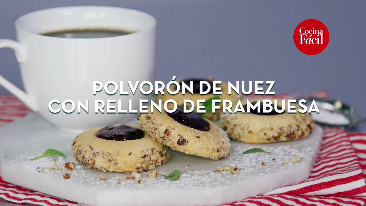 Polvorón de nuez con relleno de frambuesa ‍ - Cocina Fácil
