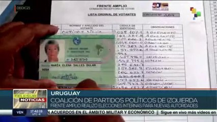 Uruguay: Partido político Frente Amplio realiza comicios internos para nuevas autoridades