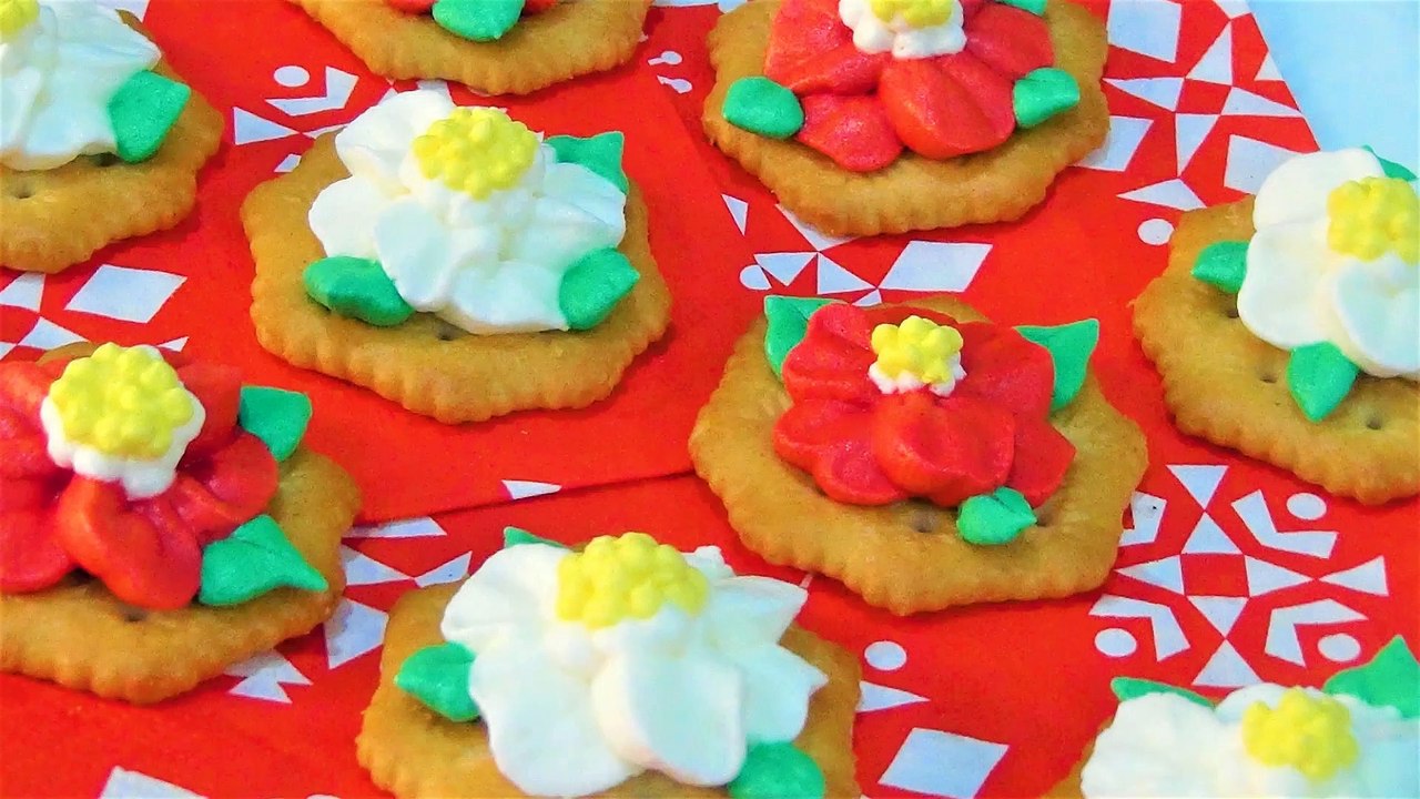 【かわいいメレンゲクッキー】花4☆ツバキ／正月／冬【Meringue Cookies】Flower4/Camellias/Winter 머랭쿠키 머랭쿠키