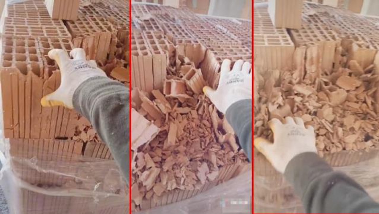 Sonra evler neden depreme dayanıksız! İnşaat işçisinin paylaştığı tuğla videosu büyük tartışma yarattı