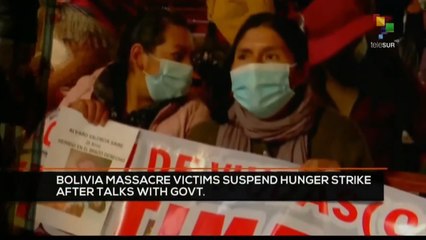 FTS 8:30 07-12: Bolivia massacre victims suspend hunger strike after talks with govt.