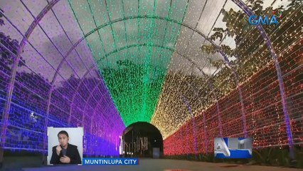 Christmas tree installation at walkthrough tunnel sa Spectrum Linear Park, dinarayo | Saksi