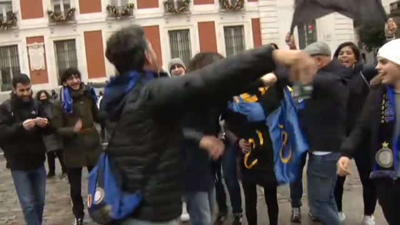 Los aficionados del Inter de Milán ya están en Madrid