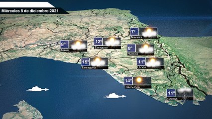 El tiempo del miércoles 8 de diciembre.
