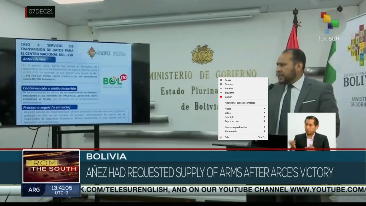 Bolivia: Añez had requested supply of arms after Arce's victory