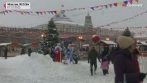 شاهد: تساقط كثيف للثلوج في موسكو