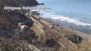 Station closest to the Japan sea ! Omigawa Railway Station ! Railway station beside the sea - amingo