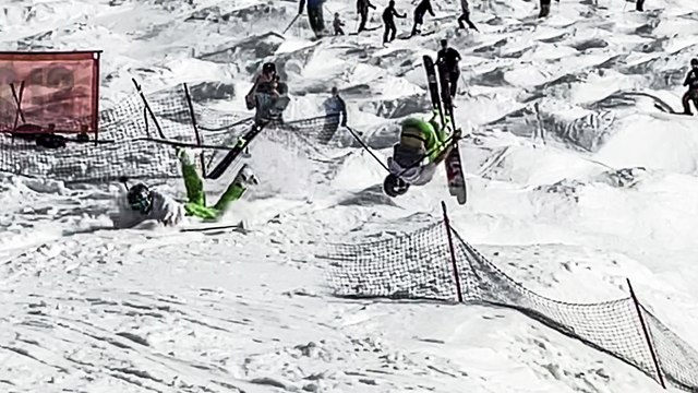 'Skier trips over fence and face plants into snow *FUNNY FLIP FAIL* '