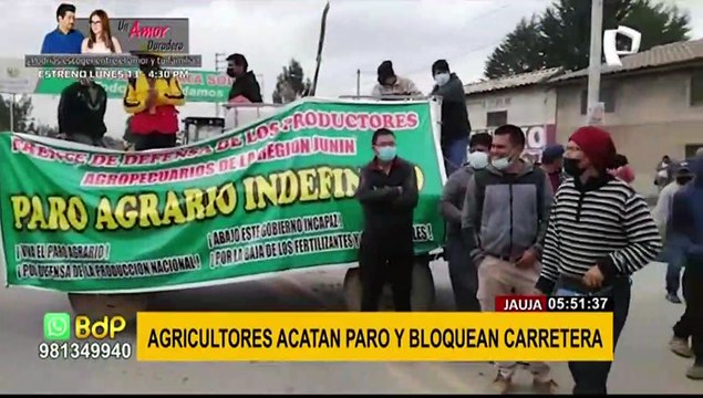 Jauja: Agricultores acatan paro y bloquean carreteras