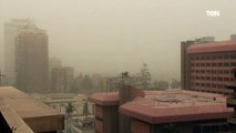 عاصفة ترابية تغطى سماء القاهرة الكبرى وانخفاض الرؤية