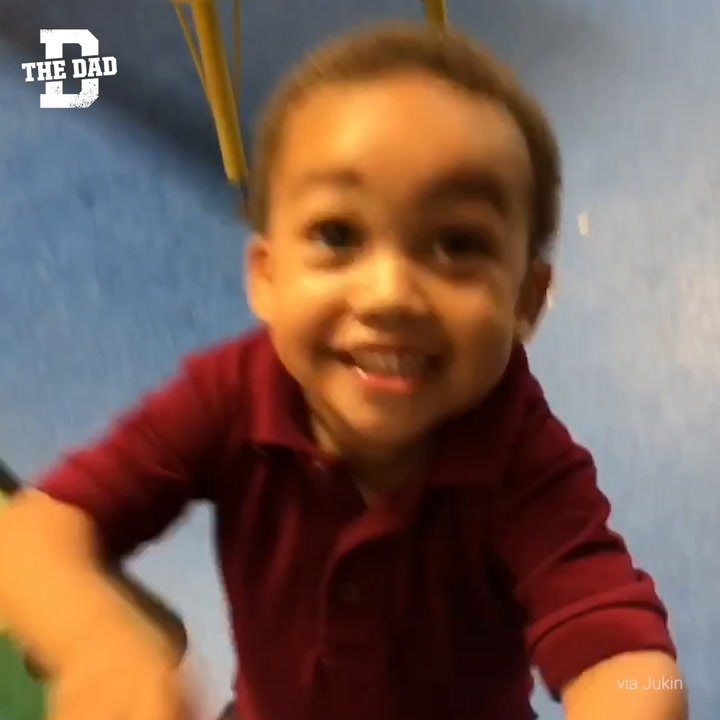 Dad Picks Up Happy Toddler