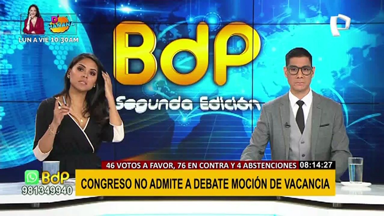 Congreso rechaza admitir moción de vacancia presidencial contra Pedro Castillo