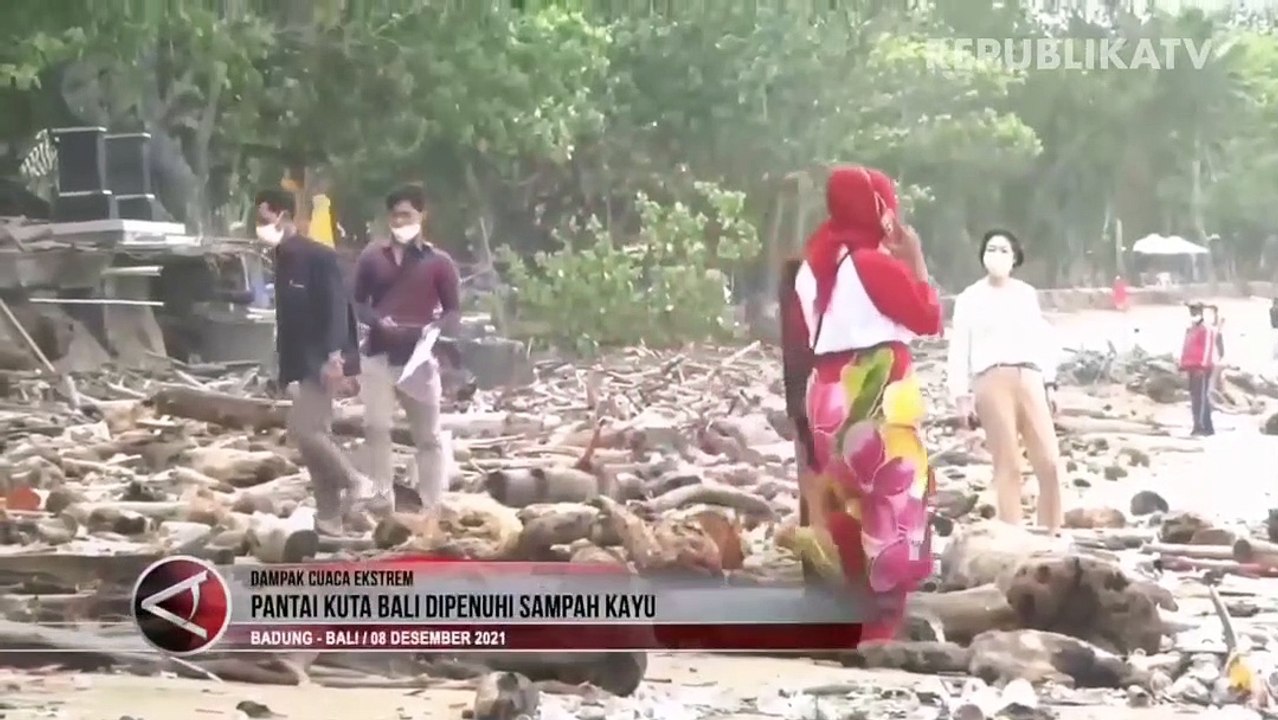 Cuaca Ekstrem Pantai Kuta Bali Dipenuhi Sampah Kayu Video Dailymotion