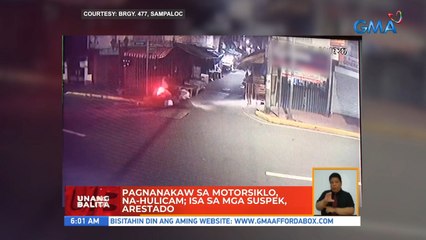 Pagnanakaw sa motorsiklo na-hulicam; isa sa mga suspek, arestado | UB