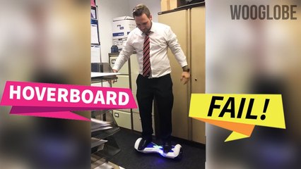 'Office worker tries to ride a hoverboard for the first time *EPIC FAIL* '
