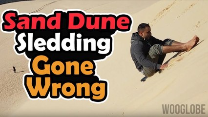 'Sand surfer rolls in dirt after backward sandboarding stunt goes wrong '
