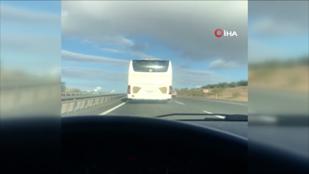 Çevre yolunu yarış pisti sanan otobüs sürücüsü böyle görüntülendi