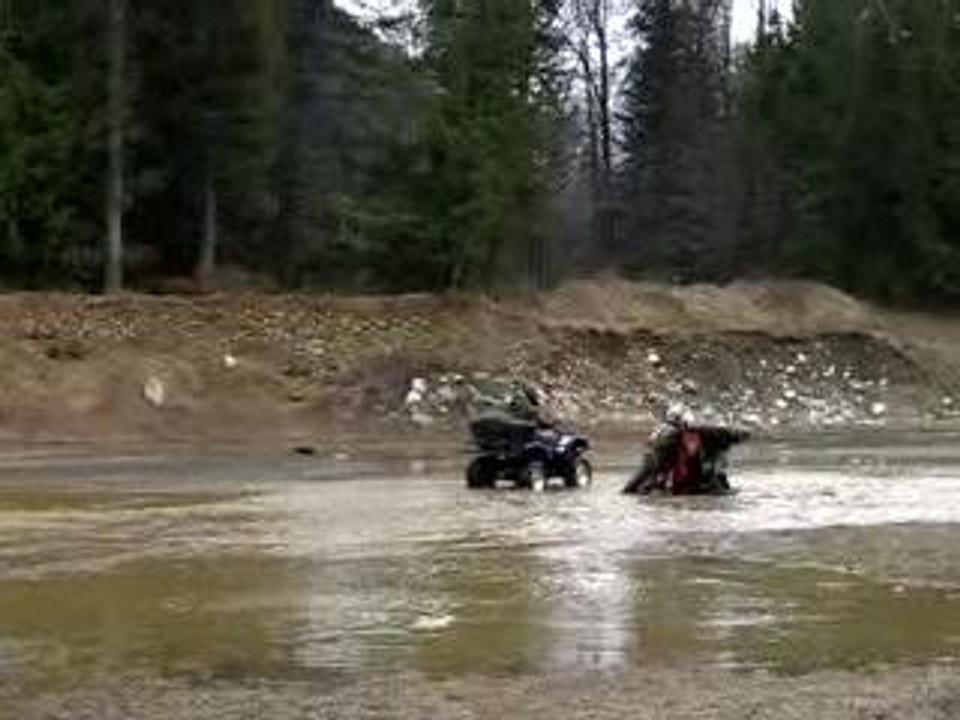 CHICKS CRASH  ATV AND GET WET